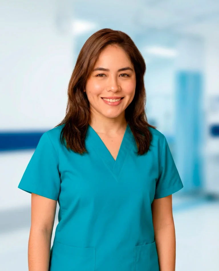 Retrato profesional de la Lic. Laura Espinoza Cuchillo, enfermera experta en procedimientos cardiológicos e intensivos en Confianza Salud